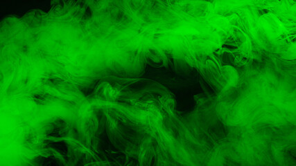 Green steam on a black background.