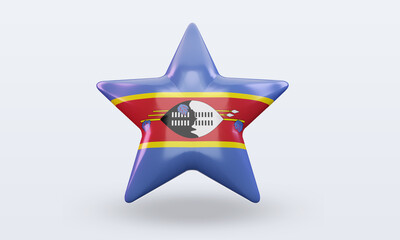 3d star Eswatini flag rendering front view