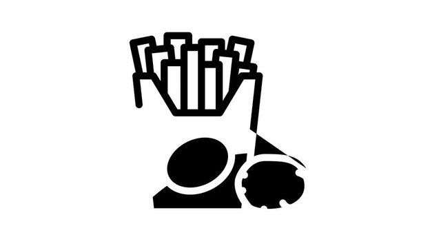 fried potato gluten free animated line icon fried potato gluten free sign. isolated on white background