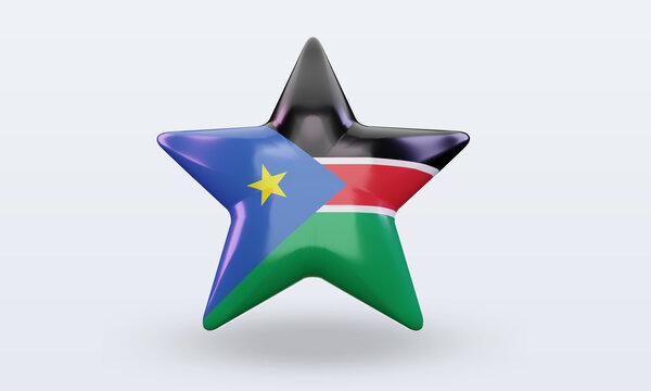 3d Star South Sudan Flag Rendering Front View