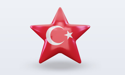 3d star Turkey flag rendering front view