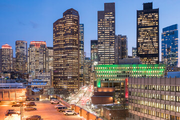 Aerial view of Boston in Massachusetts, USA.