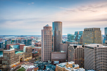 Aerial view of Boston in Massachusetts, USA.