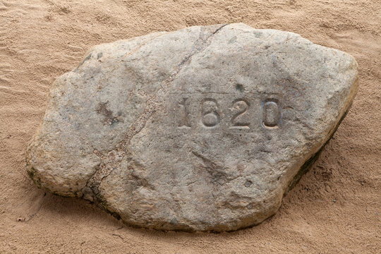 The Plymouth rock in Plymouth, Massachusetts, USA.