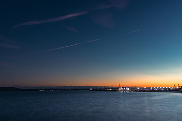 Port of Burgas at night viwed from The Pier of Burgas