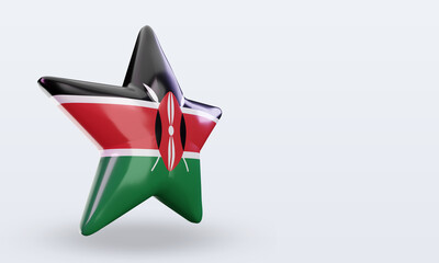 3d star Kenya flag rendering left view