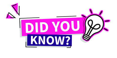 Did You Know label design with light bulb and rays. Logo design. Vector illustration.