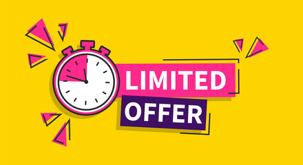 Vector illustration special limited offer with time countdown, sale banner and discount tag design