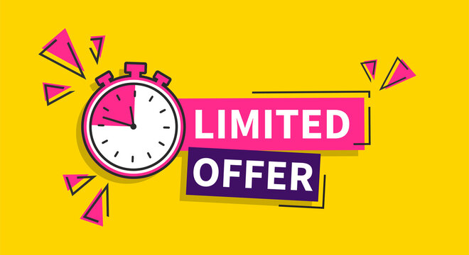 Vector illustration special limited offer with time countdown, sale banner and discount tag design