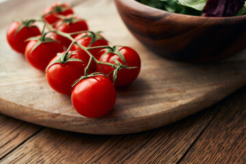 a plate of lettuce cherry tomatoes cooking ingredients organic healthy food