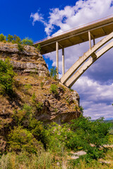 Bridge on Kladovo-Golubac road over Boljetin river gorge in Eastern Serbia