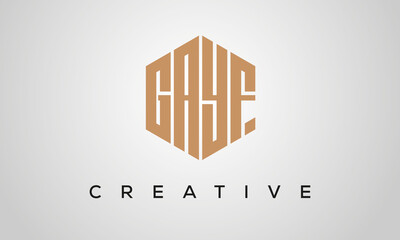 letters GAYF creative polygon hexagon logo victor template