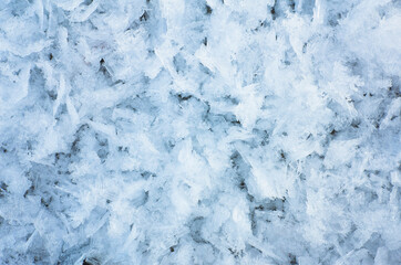 Winter blue ice frost crystals background, Abstract snow winter pattern