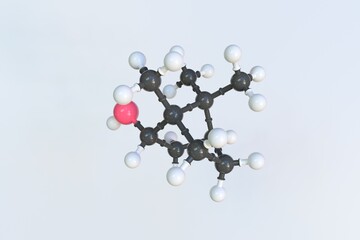 Isoborneol molecule made with balls, scientific molecular model. 3D rendering