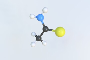 Thioacetamide molecule, scientific molecular model, looping 3d animation
