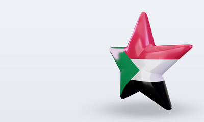 3d star Sudan flag rendering right view