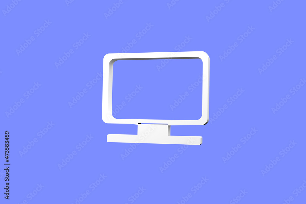 Fototapete monitor software on color background. computer icon 3d rendering
