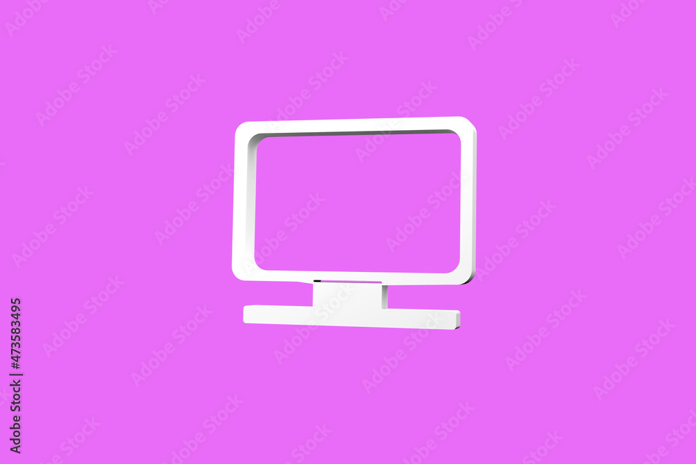 Fototapete monitor software on color background. computer icon 3d rendering