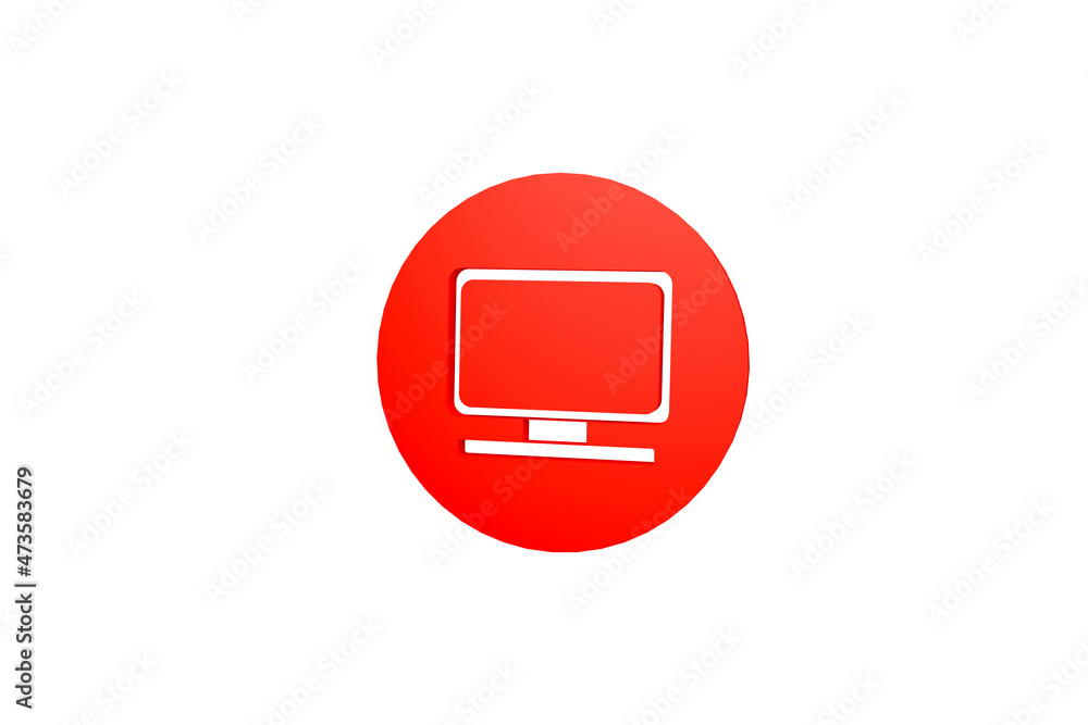 Fototapete monitor software on color background. computer icon 3d rendering