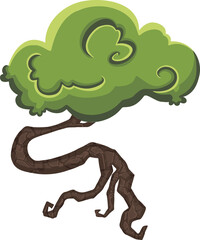 Old tree plant, freehand drawing vector cartoon style