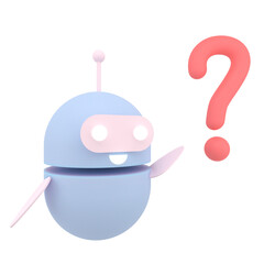 Fototapeta premium Robot chatbot icon 3d. Cute AI bot helper mascot character cartoon symbol business assistant. 3d render.