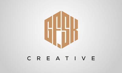 letters GFSK creative polygon hexagon logo victor template