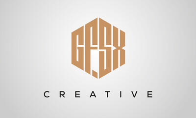 letters GFSX creative polygon hexagon logo victor template