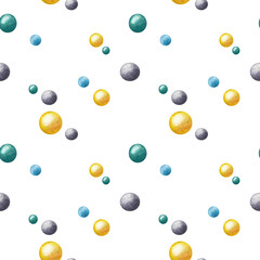 Balls, seamless watercolor pattern