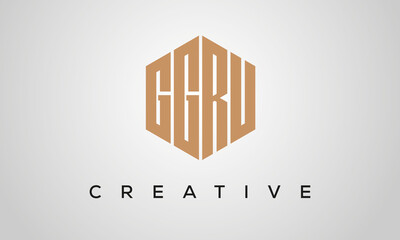 letters GGRU creative polygon hexagon logo victor template