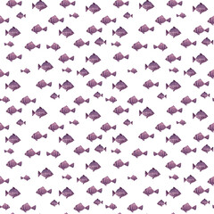 Small fishes, seamless watercolor pattern