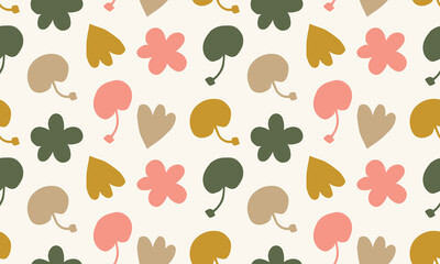 seamless pattern with cherries and flowers