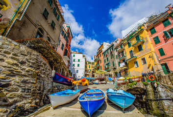 Beautiful Italian fishing village -Riomaggiore- Italy(cinque terre- UNESCO World Heritage Site)