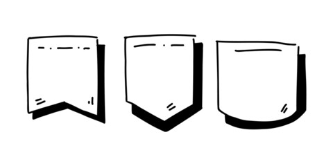 Doodle notes. Diary notebook and paper sheets, hand drawn stickers, memo for image blank post. Vector illustration