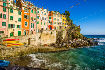 Beautiful Italian fishing village -Riomaggiore- Italy(cinque terre- UNESCO World Heritage Site)