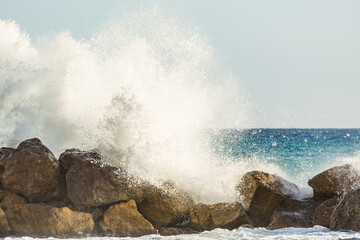 Wave breaking on the rocks