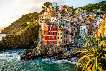 Beautiful Italian fishing village -Riomaggiore- Italy(cinque terre- UNESCO World Heritage Site)