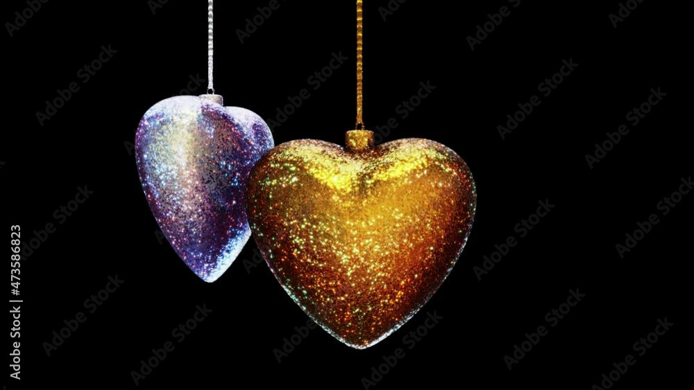 Aufkleber realistic seamless looping 3d animation of two hanging orbital spinning shining sequin silver and go