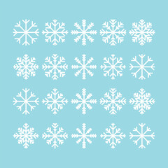 Set of round and square icons of snowflakes silhouettes. New Year's mood in flat style.