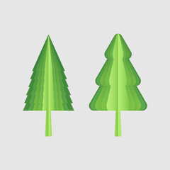 Set of isolated icons of fir tree in high resolution. Easy editable vector illustration.