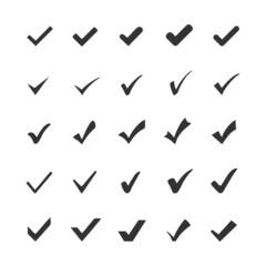 Set of check mark buttons in  neomorphism (neumorphism) style. Designed for websites, mobile apps and other developers.