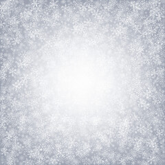 Gray Snow Vector Gray Background. Light Snowflake