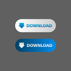 White and blue download button in neomorphism style. Easy editable vector isolated illustration.