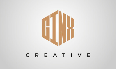 letters GINX creative polygon hexagon logo victor template