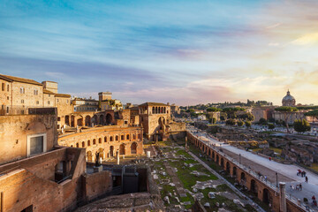 Fototapeta na wymiar Landscape on Trajan Forum, Rome