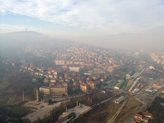 Landscape of Hum hill near Sarajevo with a television repeater on top