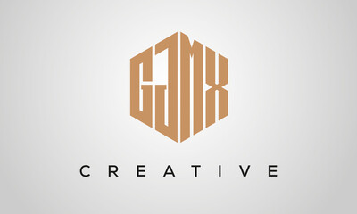 letters GJMX creative polygon hexagon logo victor template