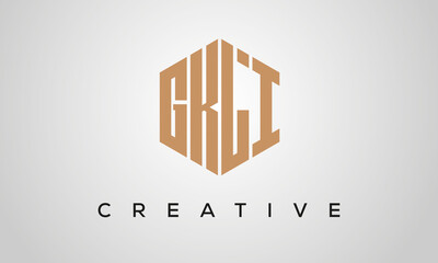 letters GKLI creative polygon hexagon logo victor template