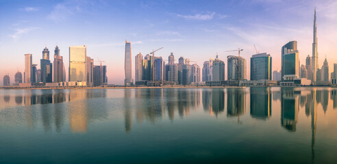 Cityscape of Dubai and panoramic view of Business bay, UAE