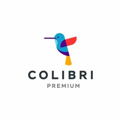 hummingbird colibri bird colorful logo icon geometric abstract shape vector illustration © Ramosh Artworks