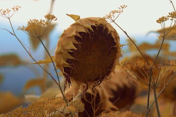Sonnenblume ist verwelkt